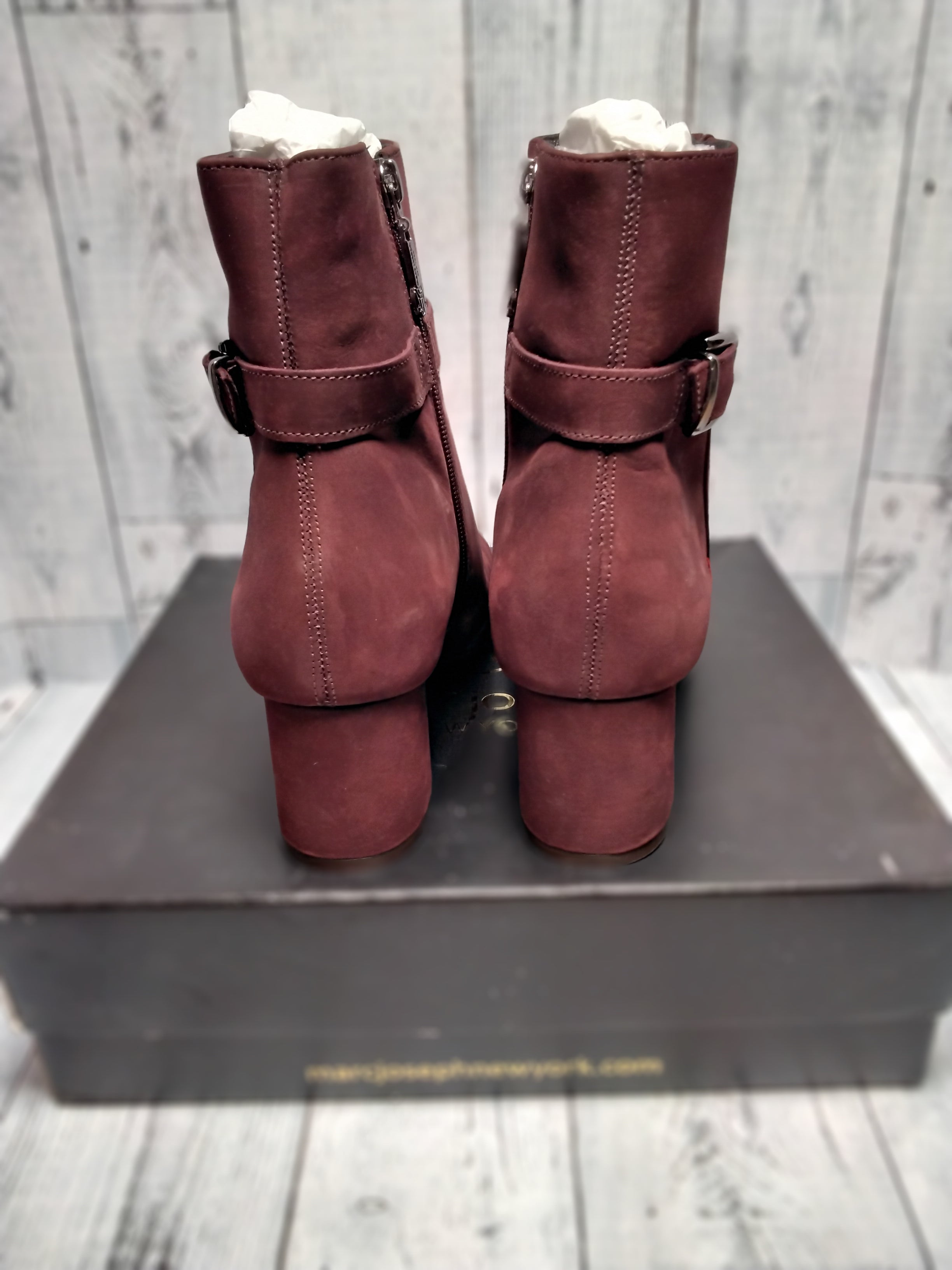 Marc Joseph New York Women's Leather Block Heel Ankle Boot, Wine, Sz 10.5 (7754706321646)